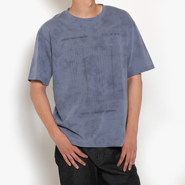 [SOBIT FASHION] Rectangle T-shirt (ASH BLUE)